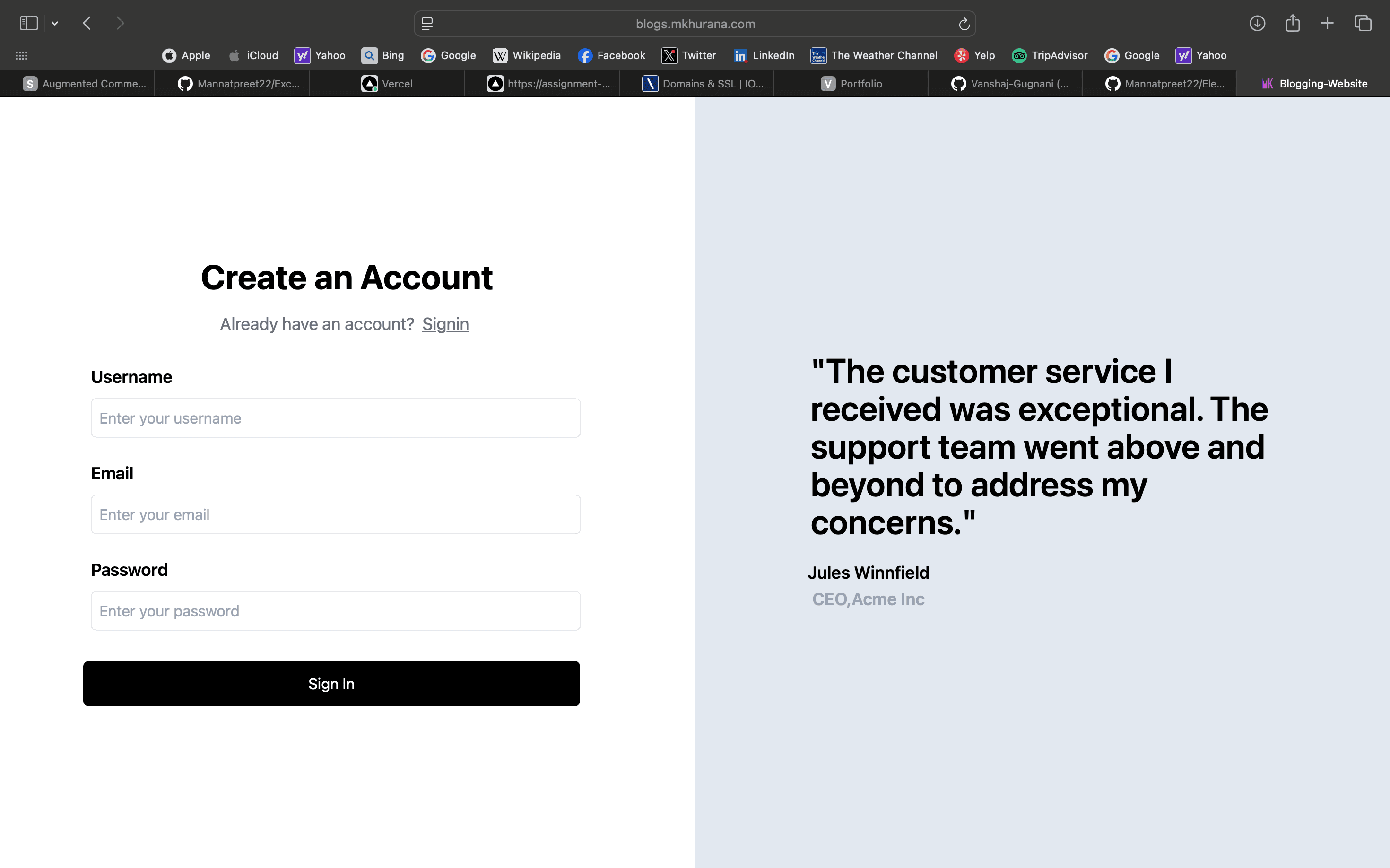 Blogging Website screenshot